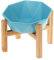 Bleu avec Support Porte-gamelle Surélevée Gamelle incliné pour Chien et Chat Céramique avec Support en Bambou