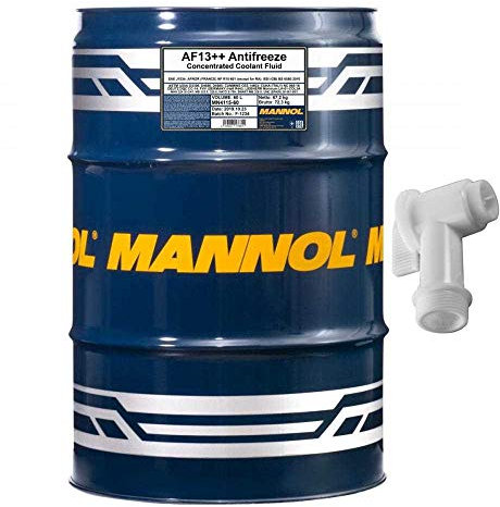 60 Liter MANNOL AF13++ Antifreeze (High-performance) Kühlerfrostschutz inkl. Auslaufhahn SAE J1034 AFNOR (FRANCE) NF R15-601 (except for RA) BSI (GB) BS 6580:2010