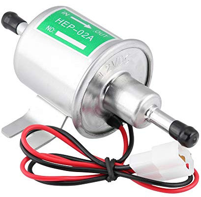 HEP-02A Electric Fuel Pump, 12V 8mm/0.3inch Inlet and Output Diameter Universal Gasoline Petrol Low Pressure Electric Fuel Pump Gas and Diesel Generators