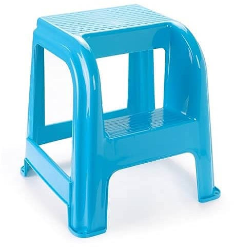 CABLEPELADO - Taburete de plastico con Escalon - Silla Peldaño - Escalon Elevador - Asiento Salva Alturas - apilable - Resistente - Color Azul