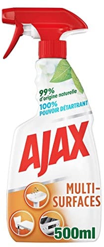 AJAX - Spray - Nettoyant Ménager Multi-Surfaces Ajax - Multi-Usages - 99% d'Origine Naturelle - Pouvoir Détartrant à 100% - 500ml