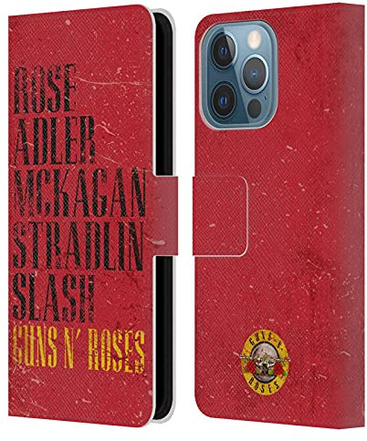 Head Case Designs Licenza Ufficiale Guns N' Roses Nomi Vintage Custodia Cover in Pelle a Portagoglio Compatibile con Apple iPhone 13 PRO