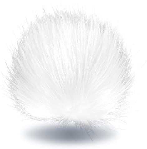 Wohnkult 15-17 cm Kunstfell Bommel mit Druckknopf Pelzbommel Pompon für Mützen Anhänger | 16 Farben (Weiß)