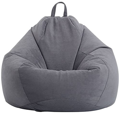Cord Sitzsack-Sesselbezug, Sitzsack Stuhlbezug (Ohne Füllung) Extra Große Weiche Sitzsack Hülle Für Kinder Sofabezug-Dunkelgrau-90x110 cm