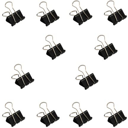 Binder Clips, 12Pcs Metal Paper Binder Clips Clamps, 15mm Office Mini Clips, Foldback Clip for Office School Home Kitchen Shops