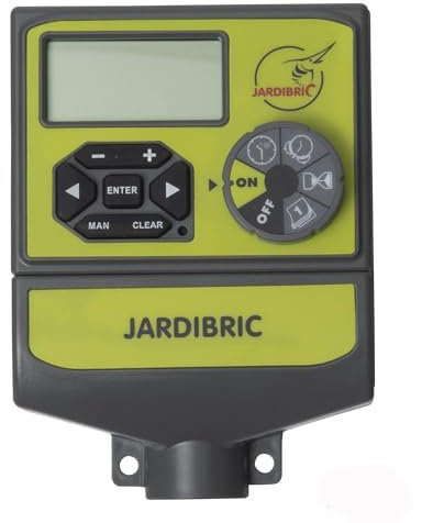 Jardibric – Programador electroválvula de 4 vías – 24 voltios – Gestiona eficazmente el riego de tu jardín con este práctico programador