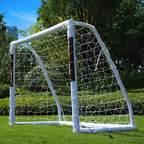 NORTHERN STONE Ultimatives Allwetter-uPVC-Fußballtor, 6 Fuß x 4 Fuß, tragbare Garten-Fußballtore, 70 mm Dicke PVC-Torpfosten + Fußballnetz, integriertes Schließsystem für Kinder