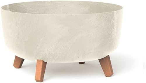 Prosperplast Pot de Fleurs avec planteur sur Les Pieds - 20,7 x Ø 38 cm - Flower Gracia Effet béton, crème, DGRL400LE