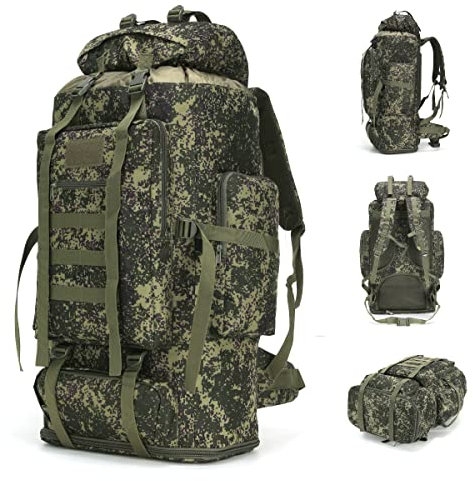 KXBUNQD Wasserdichter Camping-Wanderrucksack, 70L/100L, Molle-Rucksack, großer Tagesrucksack für Reisen, Russland Camo, Medium, Tagesrucksäcke