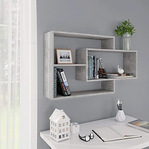 homiuse 104x20x58,5 cm Wandregale Betongrau BüCherregal Wand Wandregal Holz Regal Wand Wandregal KüChe KüChenregal Wand Regale FüR WäNde HäNgeregal Wandregal Kinderzimmer Wandboard Wall Shelf