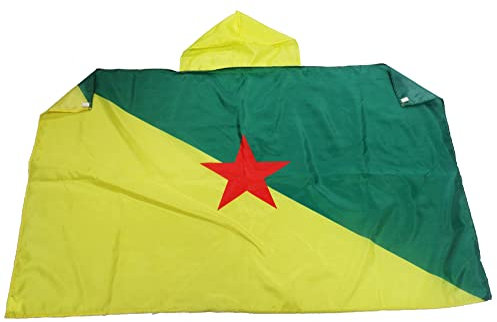 AZ FLAG Drapeau Guyane française 150x90 cm - Cape Drapeau Guyanais France 100% Polyester avec Manches Intégrées - Body Flag 80g