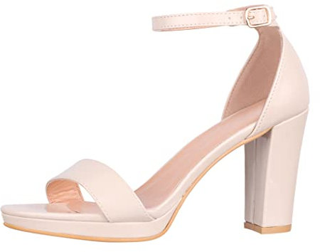 Elara Damen Pumps Riemchen High Heels Chunkyrayan OK-30 Beige-40