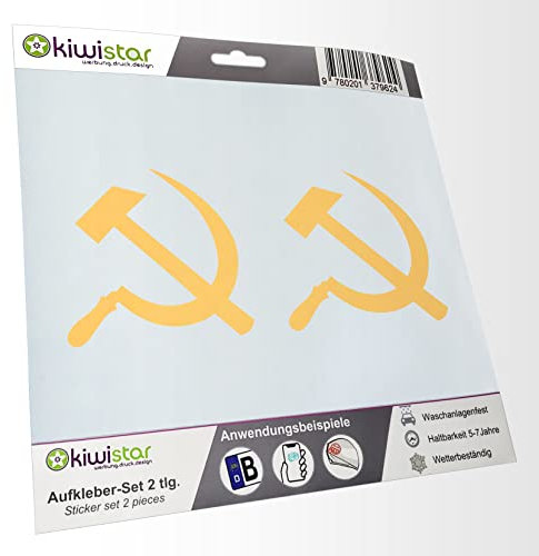 - 2 adesivi per targa, martello e falce, per auto, laptop, bicicletta, camion, moto, multicolore, JDM Decal Racing