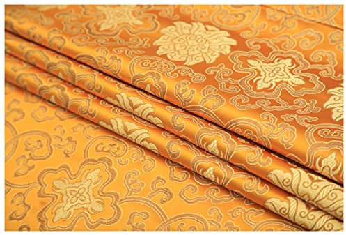 Bunt Reiche Blume Jacquard Brokat Stoff 90cm Breit Meterware Für Kleidung Handarbeit Taschen Kissen Cheongsam(Color:golden gelb)