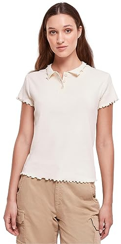 Urban Classics Damen T-Shirt Ladies Rib Polo Tee whitesand 5XL