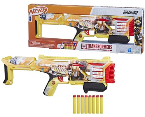 Nerf Transformers Bumblebee Dart-Blaster, enthält 8 Nerf Elite Darts, Pump-Action
