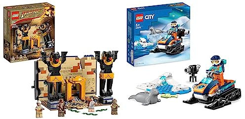 LEGO 77013 Indiana Jones Flucht aus dem Grabmal Konstruktionsspielzeug & 60376 City Arktis-Schneemobil, Konstruktionsspielzeug-Set