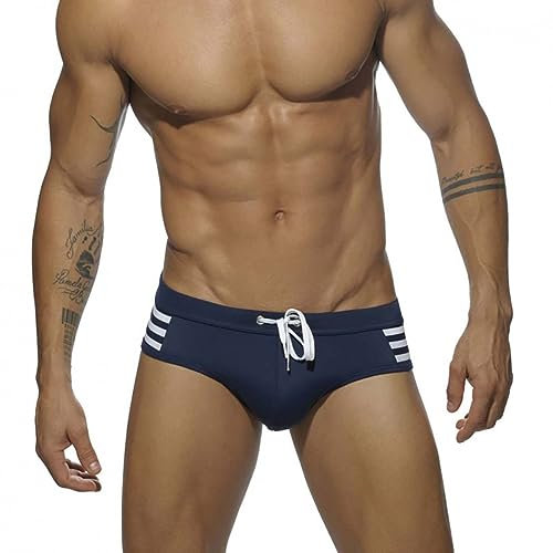 RQPYQF Costume Slip Uomo Mare, Nuoto Brief Con Coulisse Regolabile YK93 - Taglia M-XXL (Marina, M)
