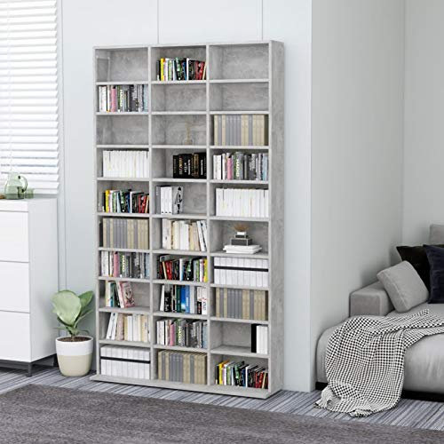 Camerina CD-Schrank CD StäNder DVD Cabinet CD-Regal Betongrau 102x16x177,5 cm Holzwerkstoff