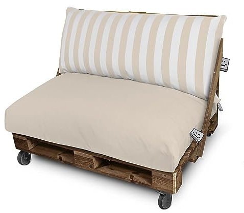 Happers Set 2 Coussins Imperméables et Déhoussables pour Palette Toldotex Écru