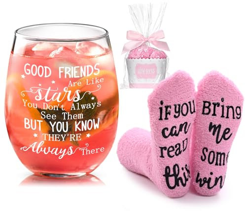 Joymaking Wine Glass Letter Socks Set - Gifts for Women & Friends, Birthday & Christmas Gifts - 17oz