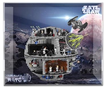 HALFS Acryl-Vitrine für Lego Star Wars Todesstern 75159 Raumstation, Schaukasten, Schützen und Dekorieren Modell mit staubdichter Aufbewahrung (Hintergrund B (55 x 48 x 46)