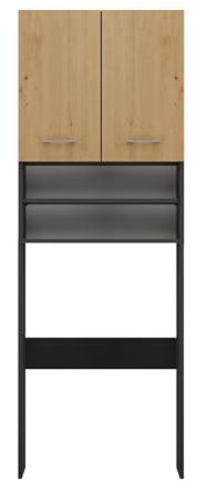 CDF Waschmaschinenschrank Pola DK | Farbe: Anthrazit - Eiche Artisan | Moderner Schrank über der Waschmaschine | Ablagefläche | Geräumige Einlegeböden | Einfache Montage | Glatte Seiten ohne Endkappen