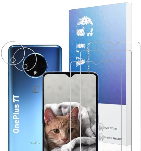 Panzerglasfolie Schutzfolien OnePlus 7T [Fall Freundlich][Anti-Kratzer][Blasenfrei][Berührungsempfindlich] Panzerglasfolie Displayschutzfolie, 3 + 2 Stück