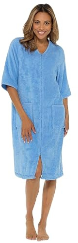 kraftd Zip Up Dressing Gown Terry Towelling Bath Robes For Women 100% Cotton Bathrobe