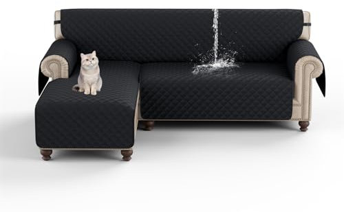 HonunG Sofa Covers Waterproof,Corner Sofa Bed Cover Reversible 3 Seater,Sofa Slipcovers L Shape Sofa Protector for Pets Furniture Sofa Protector Couch Covers (Schwarz,L)