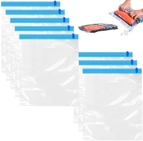 Vakuumbeutel Reise 8 Stk. Kompressionsbeutel Reise 50x70cm Vakuumbeutel Zum Rollen Wiederverwendbar Vakuumbeutel Ohne Staubsauger Vacuum Bags Handgerollter Kompressionssack für Kleidung Decken Koffer