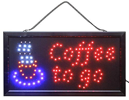 Weya LED Schild Coffee to go Kaffee zum Mitnehmen - Modernes Kaffeeschild aus Kunststoff, 48 x 25 x 2.5 cm