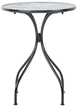Beliani Gartentisch Metall schwarz/grün Mosaik Muster 60 cm rund Cozzana