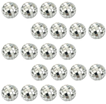 Desuibao 20 Stück Disco Spiegel Ball 5cm, Disco Kugel deko, Disco Ball Cake Toppers, kleine Cupcake discokugeln deko Torte, Mini discokugel spiegelkugel, Weihnachtsbaum 70er Jahre Disco Party Zubehör