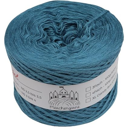 Bobbel einfarbig 200g - 760m 4 fädig Bobbel Wolle Farbverlaufsgarn handstrickgarn stricken häkeln (Hellpetrol)