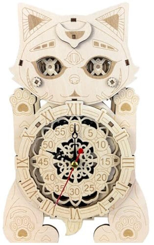 Tsffae 1set 3D Holz Uhr Eule Uhr DIY Puzzle Material Pack Holz Puzzle Tier Handwerk Ornament Für Indoor Hause Schlafzimmer Wohnzimmer