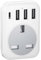 15W UK to Europeannn Travel Adaptor Adapter with 3 USB A and 1 USB C Ports, 5 in 1 Grounded Power Plug