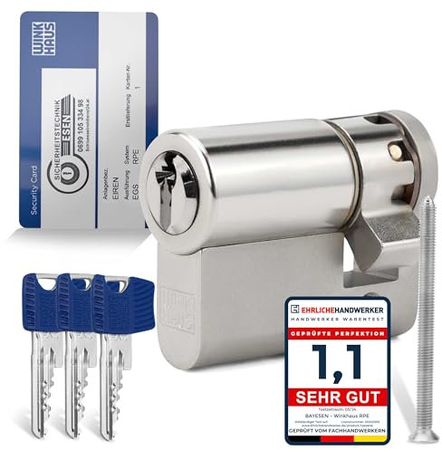 Winkhaus RPE Schließzylinder Einzelschließung - Türschloss Set für Garagentore, Schaltschränke - inkl. 3 Schlüssel mit Kopierschutz - Torzylinder - Halbzylinder - Made in Germany - Winkhaus seit 1854