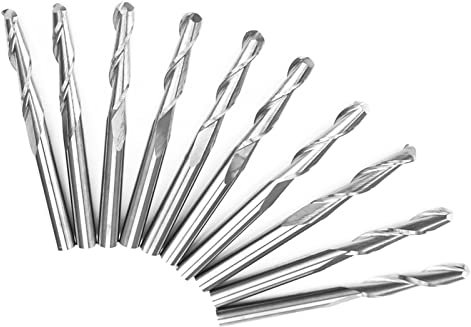 10 Stück Doppelnuten 2-Zoll-Kugelfräser, Nuten Hartmetall-Kugelfräser Kugelfräser 1 Kugelfräser CNC-Fräser 3,175 Mm 17 Mm Kugelfräser aus Hartmetall