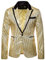 Faonkeew Herren Pailletten Sakko Gold Glitzer Blazer Slim Fit Hochzeit Mantel Langarm Mantel Anzug Herrenjacke Performance-Kostüm für Hochzeit und Party Formelle Kleidung für Herren