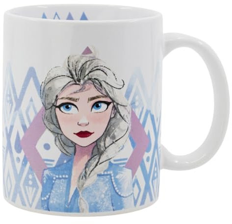 ms móvil shop Taza Cerámica Desayuno FROZEN II Capacidad 325ml Dibujo Anna y Elsa - CAJA REGALO | Producto Oficial
