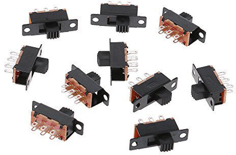 KANGQL Interruptor deslizante, 10 piezas SS22F32 6 pines 2 posiciones DPDT On/On Slide 0.5A Toggle