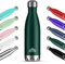 Mont-Clair H2O Gourde isotherme - Bouteille isotherme sans BPA - Gourde inox 500ML, 24h froid & 12h chaud - Bouteille d'eau en acier - 500ML, Vert foncé