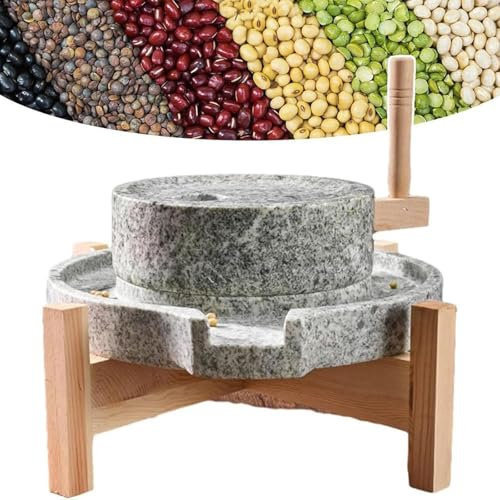 Stone Grainer Mill,Hand Stone Grinder Natural Granite Paste Mill, Country Living Grain Mill,Manual Dry,Wet Graphite Machine Tool for Bean Barley Spice Corn