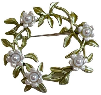 Broche en perles d'orchidée verte, couronne de fleurs, accessoires de vêtements, taille unique, Acier allié, Pas de gemme