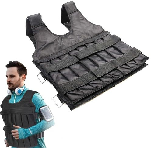 Gewichtsweste, 15 kg/20 kg/50 kg, verstellbare Weste, Gewichtsübung, Gewichtsbelastung, Stoff, Krafttraining, für Laufen, Training, Workout, Joggen, Gehen (50 kg)