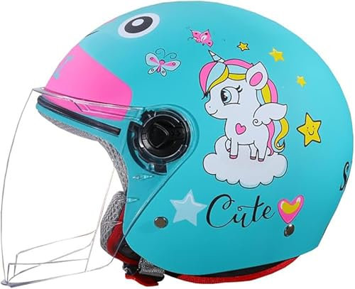 Casco De Moto Para Niños, Niñas, Niños, Casco Jet Infantil Homologado ECE Con Visera, Casco De Scooter, Casco De Scooter Infantil, Casco De Ciclomotor, Casco De Bicicleta A,49-55CM