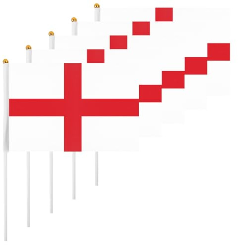 ASUNO 20 Stück Flagge Mini Hand Hold Fahne 14 × 21 CM Mini England Englisch Stockfahne Polyester für Fußballclub Party Dekorationen Internationale Festveranstaltungen drinnen und draußen
