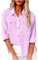 AMhomely Pink Blouses for Women UK Cotton Linen Long Sleeve Top Women Button Down Casual Office Tees Shirts with Pocket Loose Casual Smart Tshirts D02 Pink XL