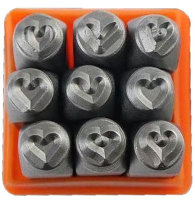 NPXUAMTJ 3/6 mm Schmuck-Metallstempel-Set, herzförmiger Lederstempel, Arbeitswerkzeug für Schmuck, Stempel, Bastelprojekte